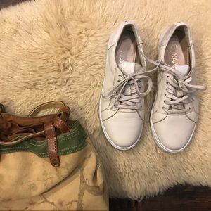 KAANAS cream leather and fur sneaker size 8